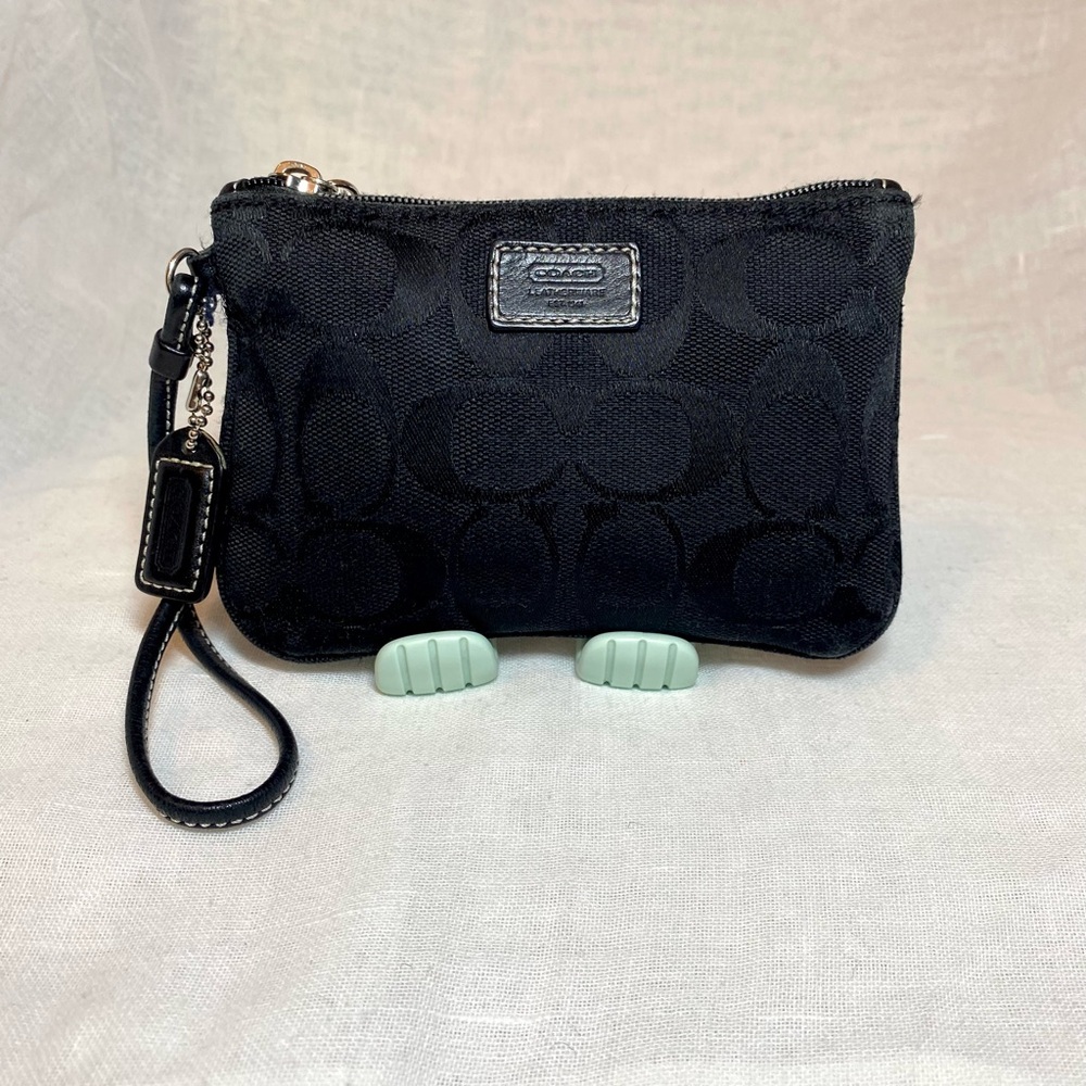 Coach Black Signature Jacquard Wristlet